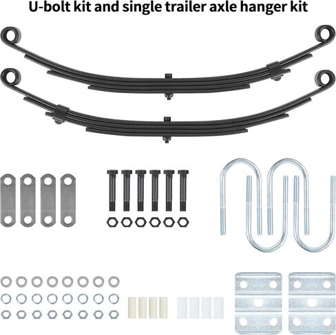 ikare Tandem Trailer Axle Suspension Kit, 4 Leaf Trailer Springs with U-Bolt Kit and Shackle 3500lb Single Trailer Leaf Springs for Trailer Axle, Trailer Axle Hanger Kit in Kuwait