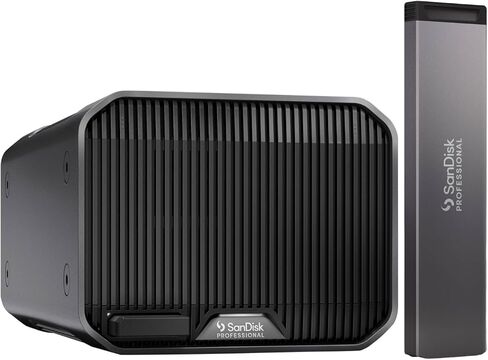 SanDisk Professional 24 تيرابايت G-RAID Mirror 2-Bay RAID Array للنسخ الاحتياطي للبيانات وتخزينها - اتصال Thunderbolt 3 - حاوية محرك مزدوج مع حزمة RAID للأجهزة مع PRO-Blade SSD Mag 1 تيرابايت (عنصران) in Kuwait