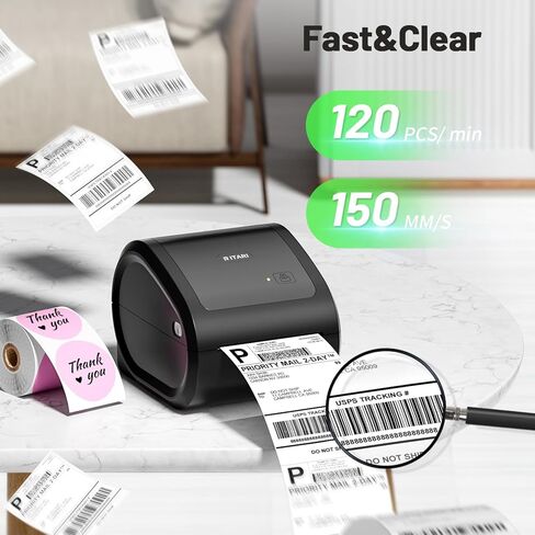 طابعة ملصقات شحن بلوتوث 4X6 - طابعة ملصقات حرارية لاسلكية لحزم الشحن والشركات الصغيرة - دعم طابعة ملصقات الشحن الحرارية مع الهاتف، متوافقة مع Etsy، Shopify، UPS in Kuwait