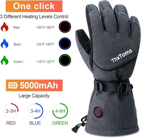 قفازات ثكستومز الساخنة للرجال والنساء، قفازات قابلة لإعادة الشحن مع بطارية 5 فولت 5000 مللي أمبير في الساعة قفازات لمس حرارية للشتاء والتزلج والتخييم والصيد والمشي لمسافات طويلة in Kuwait