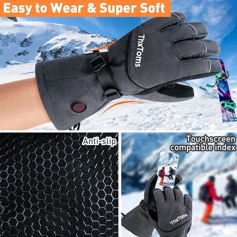 قفازات ثكستومز الساخنة للرجال والنساء، قفازات قابلة لإعادة الشحن مع بطارية 5 فولت 5000 مللي أمبير في الساعة قفازات لمس حرارية للشتاء والتزلج والتخييم والصيد والمشي لمسافات طويلة in Kuwait