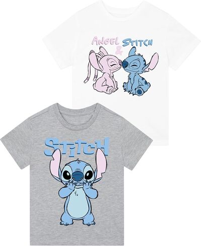 Disney Girls Stitch Shirt 2 Pack |Girls Multipack Shirts | Stitch T Shirts for Girls | Gray 8 in Saudi Arabia