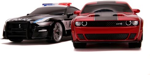 جادا تويز هايبر تشارجرز 1:16 2020 فورد موستانج شيلبي GT500 و2019 دودج تشالنجر SRT سيارة تحكم عن بعد، ألعاب للأطفال والكبار in Saudi Arabia