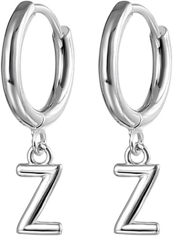 925 Sterling Silver Plated Initial Hoop Earrings for Women Teen Girls | A-Z Letters Hanging Hoops Stud Earring Fashion Jewelry Gift in Kuwait
