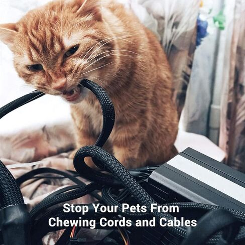 Braided PET Expandable Wire Loom 100ft - 1/8 Inch, Braided Wire Sleeving Mesh Cable Management with 2 Heat Shrinkable Tubes, Braided Cable Sleeve for Home Office Cord Protector in Kuwait