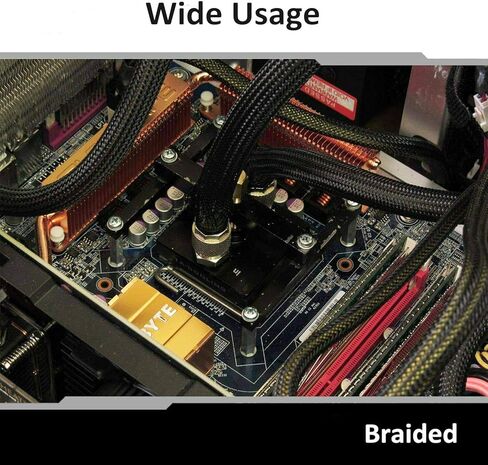 Braided PET Expandable Wire Loom 100ft - 1/8 Inch, Braided Wire Sleeving Mesh Cable Management with 2 Heat Shrinkable Tubes, Braided Cable Sleeve for Home Office Cord Protector in Kuwait