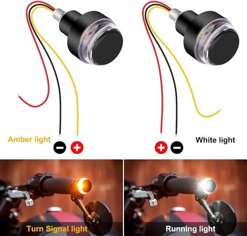 Motorcycle Turn Signal Light, 4PCS Handlebar End Light, 12 LEDs White & Yellow Amber Motorcycle Grip Bar Side Marker Light Running Light Lamp,for 12V Universal Scooter Sportster Cruiser Motorbike in Saudi Arabia