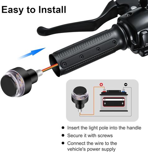 Motorcycle Turn Signal Light, 4PCS Handlebar End Light, 12 LEDs White & Yellow Amber Motorcycle Grip Bar Side Marker Light Running Light Lamp,for 12V Universal Scooter Sportster Cruiser Motorbike in Saudi Arabia