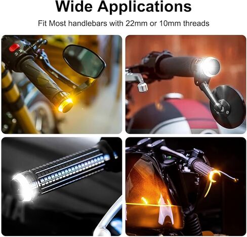 Motorcycle Turn Signal Light, 4PCS Handlebar End Light, 12 LEDs White & Yellow Amber Motorcycle Grip Bar Side Marker Light Running Light Lamp,for 12V Universal Scooter Sportster Cruiser Motorbike in Saudi Arabia