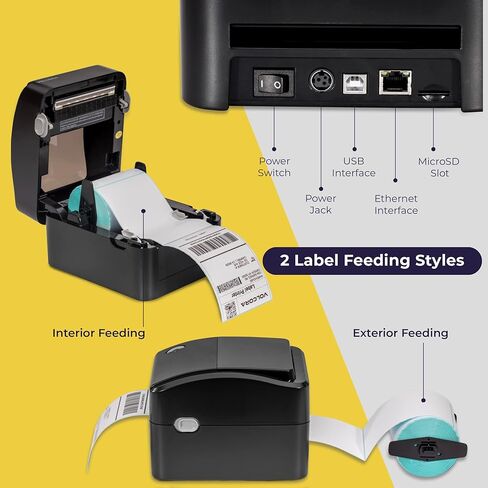 Volcora Thermal Label Printer with Ethernet/USB - Desktop 4x6 Printer for Shipping Packages - Compatible with Windows, Linux, Mac - Ideal for Home Small Business on Amazon, Shopify, USPS, Ebay, etc. in Kuwait