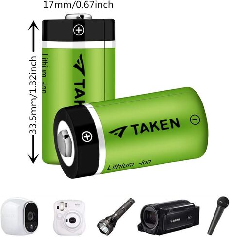 Taken CR123A Lithium Batteries for Arlo 24 Pack 3.7V 800mAh Recharged Battery with 8-Ports Charger for Arlo Cameras (VMC3030/VMK3200/VMS3330/3430/3530), Flashlight, Microphone in Kuwait