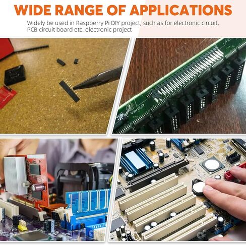 Rustark 147Pcs 2.54mm Double & Single Row Female Pin Headers Connectors Assortment Kit, Long and Short Needle Header Pin Stacking 2 x 20 Pin Straight 90 Degree Pin Header for Electronic Projects in Saudi Arabia