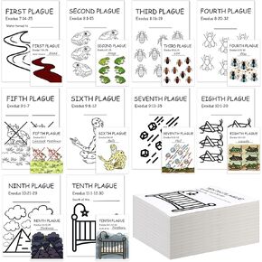 Eaasty 30 Pcs Passover Coloring Page Set Page Ten Plagues of Egypt Coloring Book Passover Crafts Kit for Religious Holiday Party Favors Faith Bible Education Activities, 10 Style in Kuwait