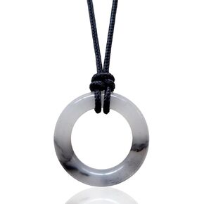 اليشم الطبيعي قلادة عصابة الحبر الصيني اللوحة أبيض وأسود المشهد اليشم الدائري الهاتف المحمول حلقة زن التأمل قلادة الرجال المرأة سترة سلاسل اليشم مفتاح حلية الأعمال هدية in Kuwait