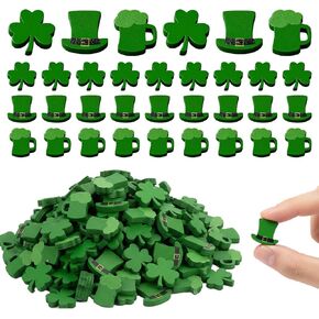 60 قطعة من الزخارف الخشبية المسطحة الصغيرة لعيد القديس باتريك، تماثيل البرسيم الصغيرة المصنوعة من الخشب الصغير على الوجهين، زينة للحرف اليدوية اليدوية، سجل القصاصات، ديكور صينية متدرجة، لهجات الحفلات الأيرلندية in Kuwait