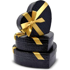 Gift Boutique Valentine Heart Shaped Gift Boxes 3 Pack Black Hearts Treat Box with Window & Bows on Lids Nesting Cardboard Cookie Box for Gift Decorative Present Packaging in Kuwait