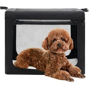 قفص سفر للكلاب مقاس 24 بوصة، حاملات سفر محمولة ناعمة الجوانب للكلاب والقطط، بيت حيوانات أليفة قابل للطي مع نوافذ شبكية بثلاثة أبواب داخلية وخارجية، أسود in Kuwait
