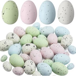 Soulchen 36 Pcs Artificial Bird Eggs Easter Pastel Speckled Eggs Colored Faux Egg for Easter Spring Display DIY Craft Home Bowl Fillers Decoration(Light Pink, Light Blue, Green, White) in Saudi Arabia