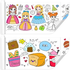 Zooyinfy 2 قطعة بكرة رسم للأطفال، لفة ورق لفن الأطفال، 120 بوصة × 11.8 بوصة، بكرة ورق رسم لاصقة DIY، لفة ورق تلوين هدية للأطفال (فواكه الأميرة) in Kuwait