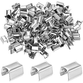 200-Pack Fold Over Crimp End Caps, 0.6 x 0.3in/ 15 x 8mm Crimp Fasteners Ribbon Ends with Clamps for Jewelry Making/Leather Decor/DIY/Bracelets, Belt Buckle End Tip [Silver] in Kuwait