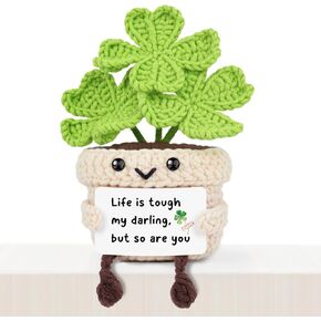 AceThrills Promotion Gifts for Women Men, Congratulations on Your Promotion - Handmade Four Leaf Clover Crochet Gift, New Job Promotion for Friend Boss Coworker in Kuwait