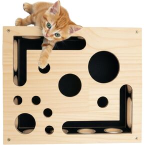 صندوق إثراء مبرد أظافر القطط - لعبة خشبية للخدش والألغاز مع 3 كرات جرس، ووسادة من ورق الصنفرة لطحن مخالب القطط في الأماكن المغلقة، والتحفيز الذهني وتخفيف الملل in Kuwait