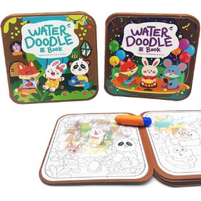 دفاتر تلوين مائية للأطفال من BlivEclat مكونة من قطعتين، كتب تلوين باستخدام الماء، كتاب تلوين بألوان مائية سحرية مع قلم، ألعاب سفر لكتاب رسومات الشعار المبتكرة المائية in Kuwait