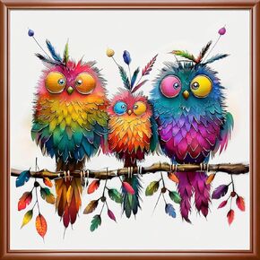 Foxhool Beginners Cross Stitch Kits Stamped Full Range of Embroidery Kits for Adults DIY Cross Stitches kit Embroidery Patterns for Needlepoint kit-Three Rainbow Birds 18x18 inchs in Kuwait
