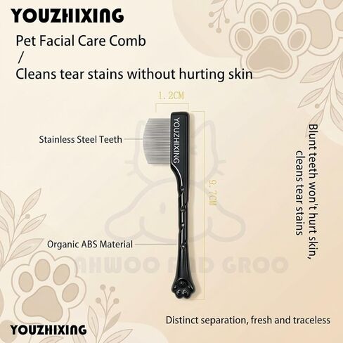 3-in-1 Tear Stain Remover for Dogs & Cats - 1oz Natural Eye Balm with Pro Brush & Fine-Tooth Comb - Professional Eye Gunk & Crust Remover for Maltese, Shih Tzu, White Fur - Safe & Hypoallergenic in Saudi Arabia