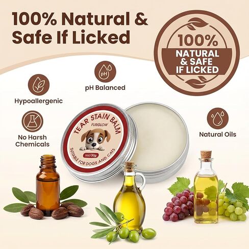 3-in-1 Tear Stain Remover for Dogs & Cats - 1oz Natural Eye Balm with Pro Brush & Fine-Tooth Comb - Professional Eye Gunk & Crust Remover for Maltese, Shih Tzu, White Fur - Safe & Hypoallergenic in Saudi Arabia