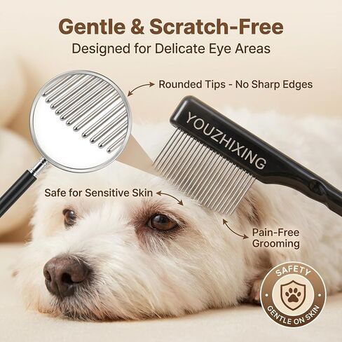 3-in-1 Tear Stain Remover for Dogs & Cats - 1oz Natural Eye Balm with Pro Brush & Fine-Tooth Comb - Professional Eye Gunk & Crust Remover for Maltese, Shih Tzu, White Fur - Safe & Hypoallergenic in Saudi Arabia
