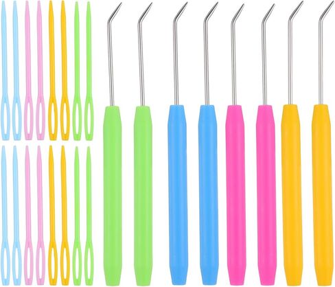 TIESOME Knitting Loom Hook Crochet Hooks Set, 8 Pcs Knitting Loom Hooks with 16 Pcs Colorful Plastic Sewing Needles Knitting Accessories for Knitting Looms and Boards in Saudi Arabia
