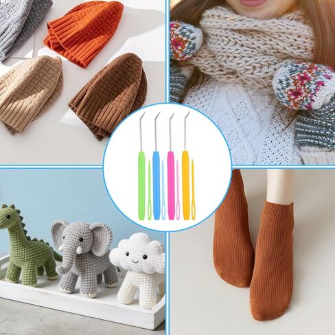 TIESOME Knitting Loom Hook Crochet Hooks Set, 8 Pcs Knitting Loom Hooks with 16 Pcs Colorful Plastic Sewing Needles Knitting Accessories for Knitting Looms and Boards in Saudi Arabia