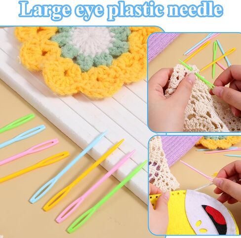 TIESOME Knitting Loom Hook Crochet Hooks Set, 8 Pcs Knitting Loom Hooks with 16 Pcs Colorful Plastic Sewing Needles Knitting Accessories for Knitting Looms and Boards in Saudi Arabia