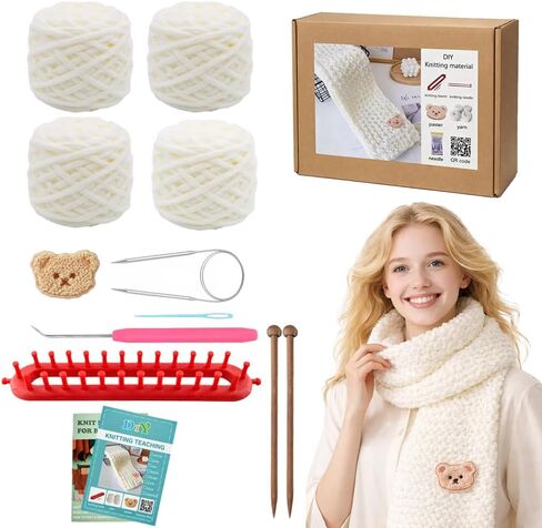 Novelchet Scarf Knitting Loom Kit for Beginners,Knitting Loom Set with Plush Yarn,Knitting Needle and Circular Needle for Scarf,Best Gift in Saudi Arabia