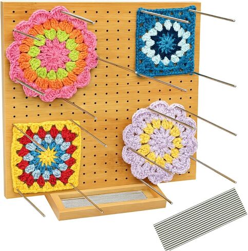 Bargain25 11.8" Crochet Blocking Board with 20 Stainless Steel Pins, Granny Square Blocking Boards for Crochet Projects, Bamboo Crochet Blocking Boards for Knitting & Crocheting, Gifts for Crocheters in Saudi Arabia