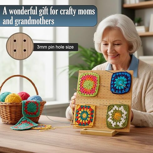 Bargain25 11.8" Crochet Blocking Board with 20 Stainless Steel Pins, Granny Square Blocking Boards for Crochet Projects, Bamboo Crochet Blocking Boards for Knitting & Crocheting, Gifts for Crocheters in Saudi Arabia