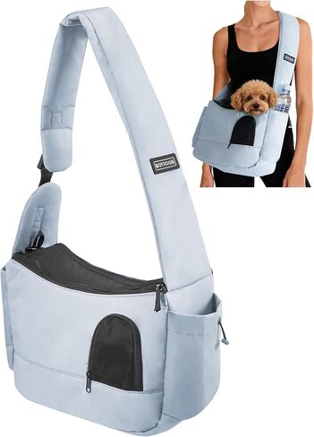 حاملة حبال الحيوانات الأليفة للكلاب الصغيرة التي يصل وزنها إلى 7 أرطال، حاملة حبال ناعمة ومتعددة الاستخدامات وأنيقة للكلاب مع كتف مبطن وقابل للتعديل، وإبزيم أمان وشبكة مضادة للخدش قابلة للتنفس للسفر، رمادي in Kuwait