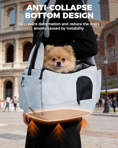 حاملة حبال الحيوانات الأليفة للكلاب الصغيرة التي يصل وزنها إلى 7 أرطال، حاملة حبال ناعمة ومتعددة الاستخدامات وأنيقة للكلاب مع كتف مبطن وقابل للتعديل، وإبزيم أمان وشبكة مضادة للخدش قابلة للتنفس للسفر، رمادي in Kuwait