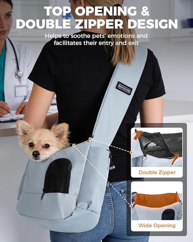 حاملة حبال الحيوانات الأليفة للكلاب الصغيرة التي يصل وزنها إلى 7 أرطال، حاملة حبال ناعمة ومتعددة الاستخدامات وأنيقة للكلاب مع كتف مبطن وقابل للتعديل، وإبزيم أمان وشبكة مضادة للخدش قابلة للتنفس للسفر، رمادي in Kuwait