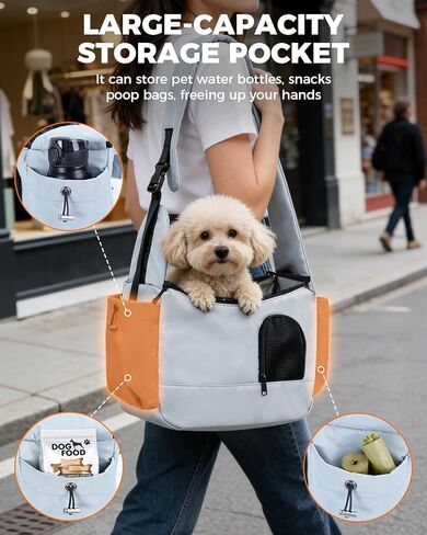 حاملة حبال الحيوانات الأليفة للكلاب الصغيرة التي يصل وزنها إلى 7 أرطال، حاملة حبال ناعمة ومتعددة الاستخدامات وأنيقة للكلاب مع كتف مبطن وقابل للتعديل، وإبزيم أمان وشبكة مضادة للخدش قابلة للتنفس للسفر، رمادي in Kuwait