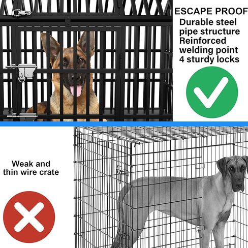 Heavy Duty Dog Crate 54 inch Dog Pet Kennel Cage for Extra Large Giant Dog with 2 Doors Lockable Wheels Removable Trays Top Access All Metal Durable in Saudi Arabia