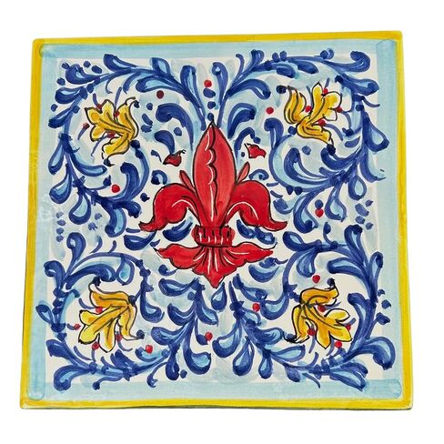 CERAMICHE D'ARTE PARRINI - بلاط السيراميك الإيطالي، بلاط الفخار المرسوم يدويًا، زنبق مزخرف، صنع في توسكان إيطاليا in Kuwait