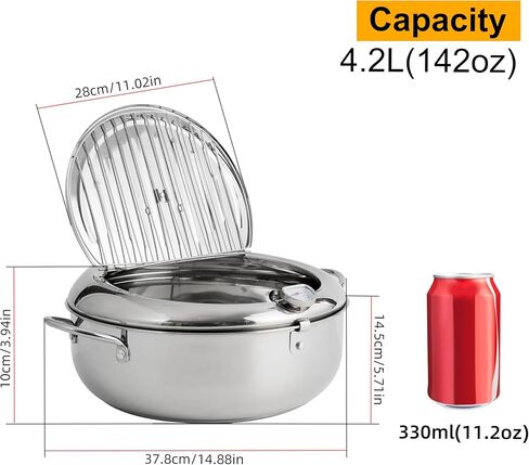 وعاء مقلاة عميقة، وعاء قلي ياباني من الفولاذ المقاوم للصدأ 304 مع تصريف الزيت، والتحكم في درجة الحرارة وغطاء، لموقد المطبخ/الطباخ التعريفي للبطاطس المقلية والدجاج in Kuwait