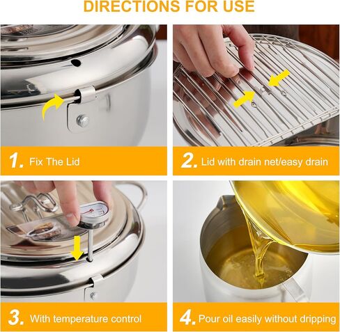 وعاء مقلاة عميقة، وعاء قلي ياباني من الفولاذ المقاوم للصدأ 304 مع تصريف الزيت، والتحكم في درجة الحرارة وغطاء، لموقد المطبخ/الطباخ التعريفي للبطاطس المقلية والدجاج in Kuwait