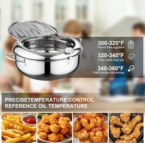 وعاء مقلاة عميقة، وعاء قلي ياباني من الفولاذ المقاوم للصدأ 304 مع تصريف الزيت، والتحكم في درجة الحرارة وغطاء، لموقد المطبخ/الطباخ التعريفي للبطاطس المقلية والدجاج in Kuwait