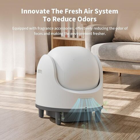 صندوق فضلات القطط ذاتي التنظيف من بي إن زي، صندوق فضلات القطط الأوتوماتيكي لعدة قطط، مزود بأجهزة استشعار للسلامة، مفتوح من الأعلى، أبيض in Kuwait