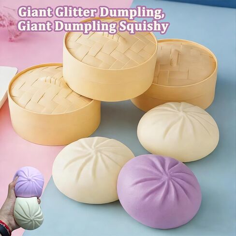Giant Dumpling Squishy, Large Dumpling Squishy, Mystery Jumbo DumplingSquishy, Cute Anxiety Relief Fidget Toy, Soft Squeeze Decompression Dough for Adults(Purple) in Kuwait