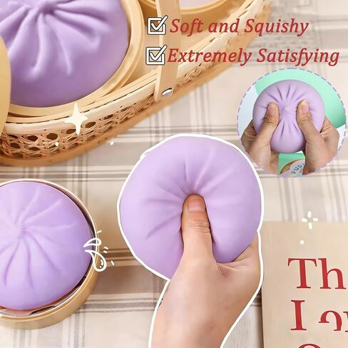 Giant Dumpling Squishy, Large Dumpling Squishy, Mystery Jumbo DumplingSquishy, Cute Anxiety Relief Fidget Toy, Soft Squeeze Decompression Dough for Adults(Purple) in Kuwait