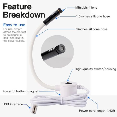 Sewing Machine Positioning Light with 360° Flexible Arm & Magnetic Base - Adjustable Alignment Guide for Heat Press, DIY Crafts, Quilting & Stitching, Hands-Free Portable Vision Guide Tool in Saudi Arabia